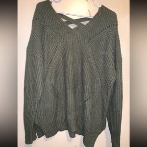 Charlotte Russe Olive V-Neck Sweater